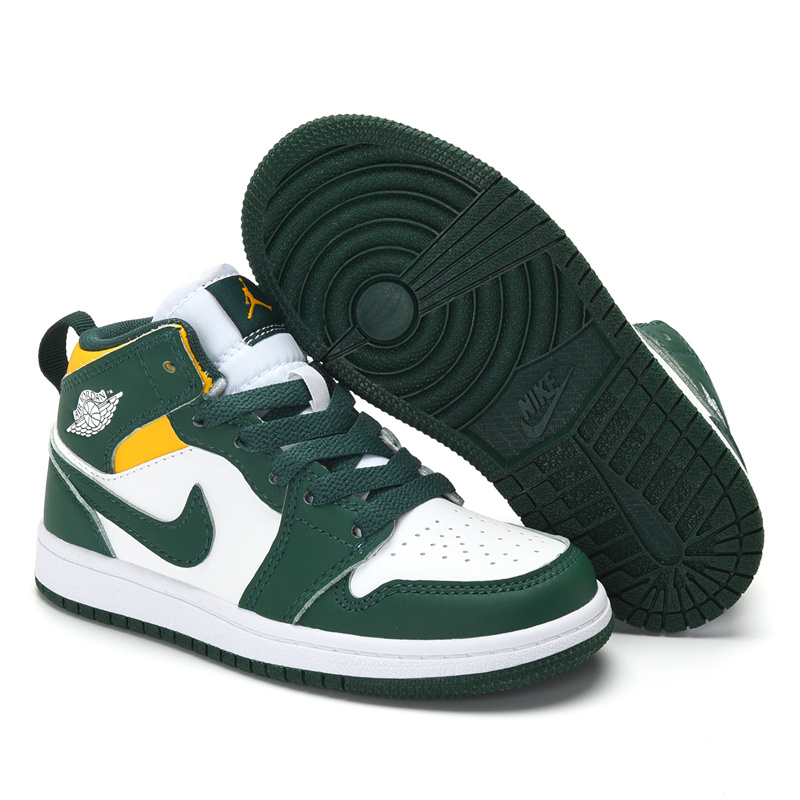 Youth Running Weapon Air Jordan 1 Green/White Shoes 0184 Youth Running Weapon Air Jordan 1 Green/White Shoes 0184